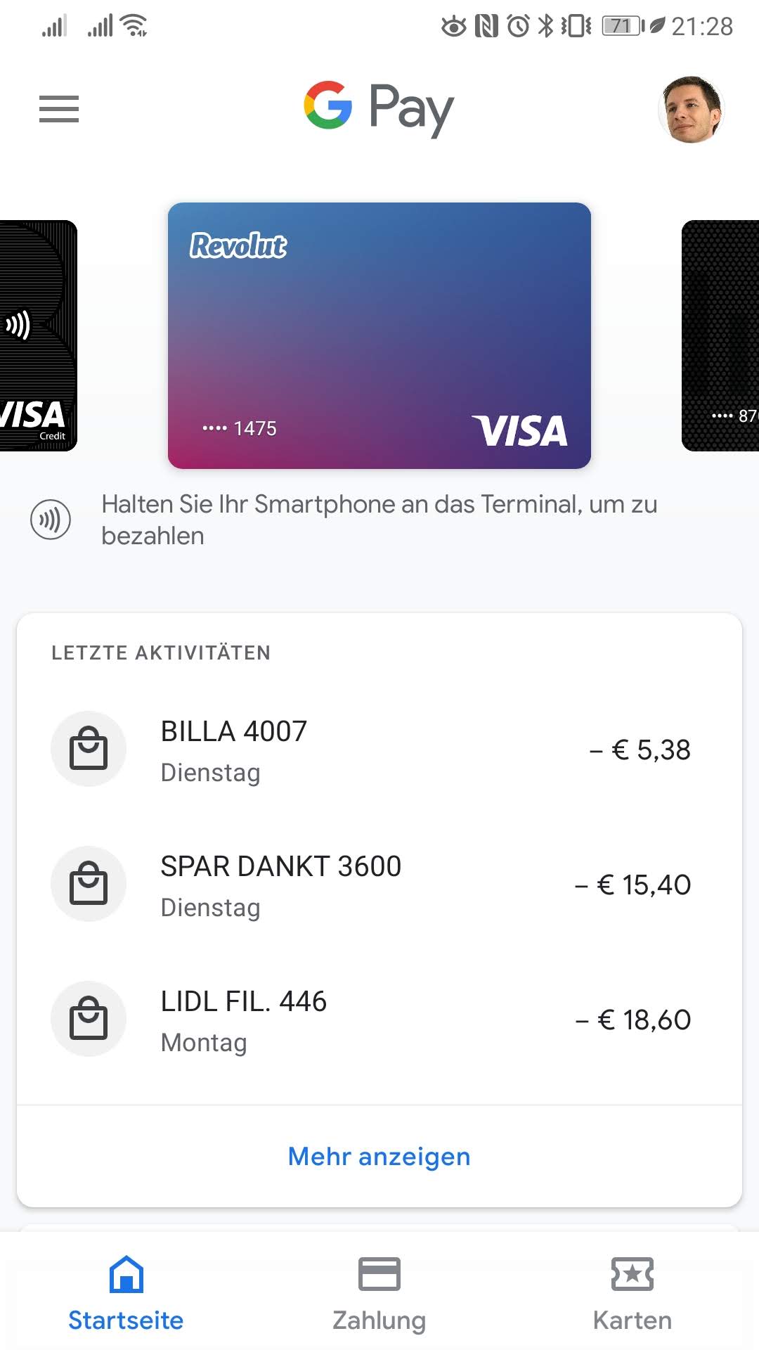 Revolut Visa Karte bei Google Pay